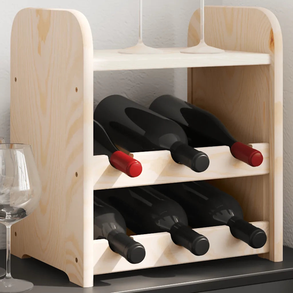 Portabottiglie con Ripiano 33x25x37cm in Legno Massello di Pinocod mxl 92732