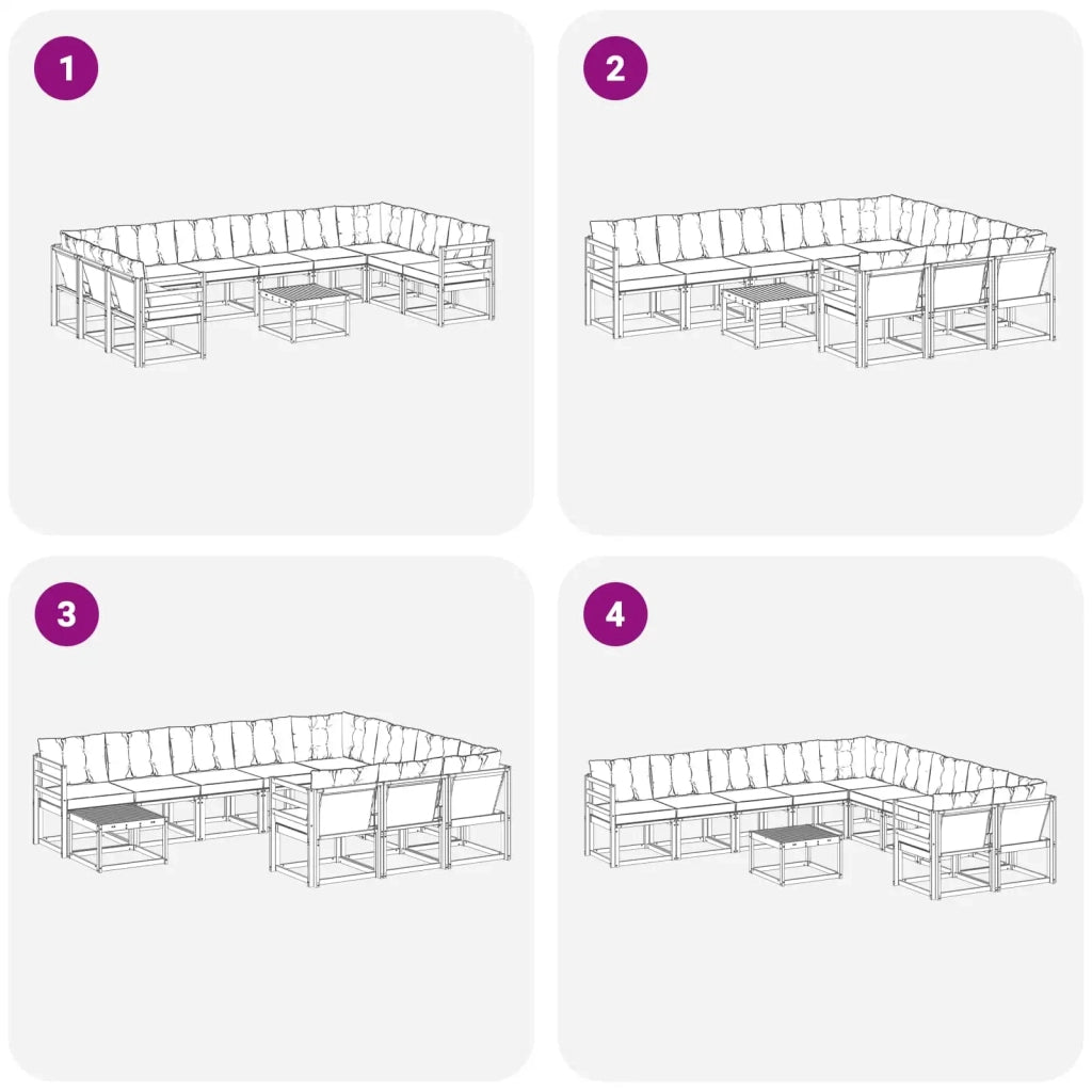 Set di divani da esterno 11 pz Bianco e Beige 3389923