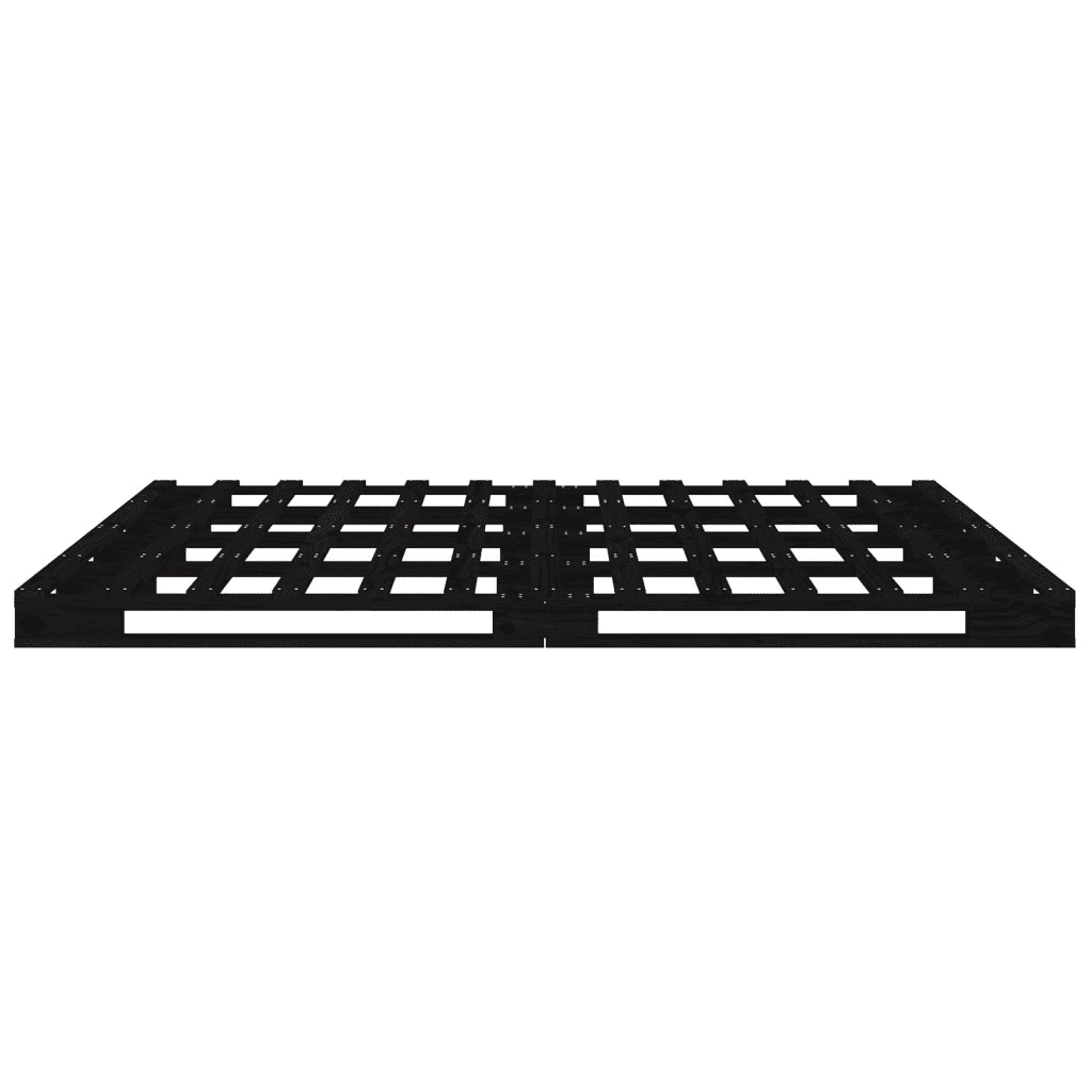 Letto a Pallet Nero 140x190 cm in Legno Massello di Pino 821441