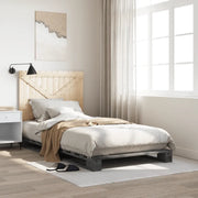 Giroletto con Testiera Grigio 100x200 cm Legno Massello di Pino 3281581