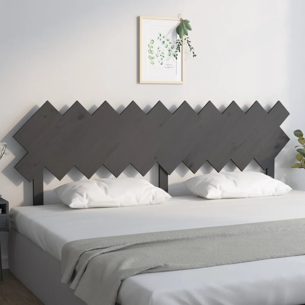Testiera per Letto-Testata-Testiera Decorativa Grigia 196x3x80,5 cm Legno Massello di Pino
