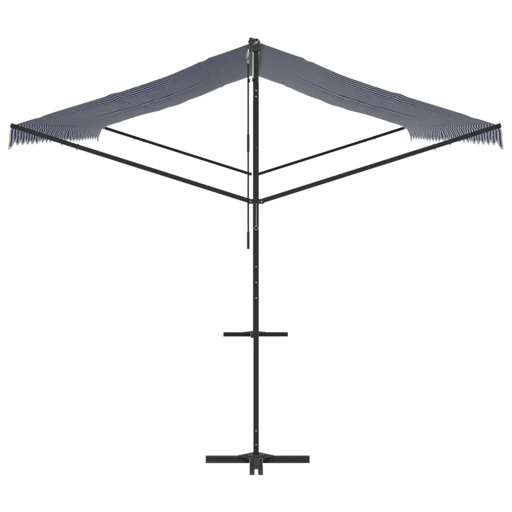Tenda da Sole Blu e Bianca 600x300 cm in Tessuto e Acciaio 368934