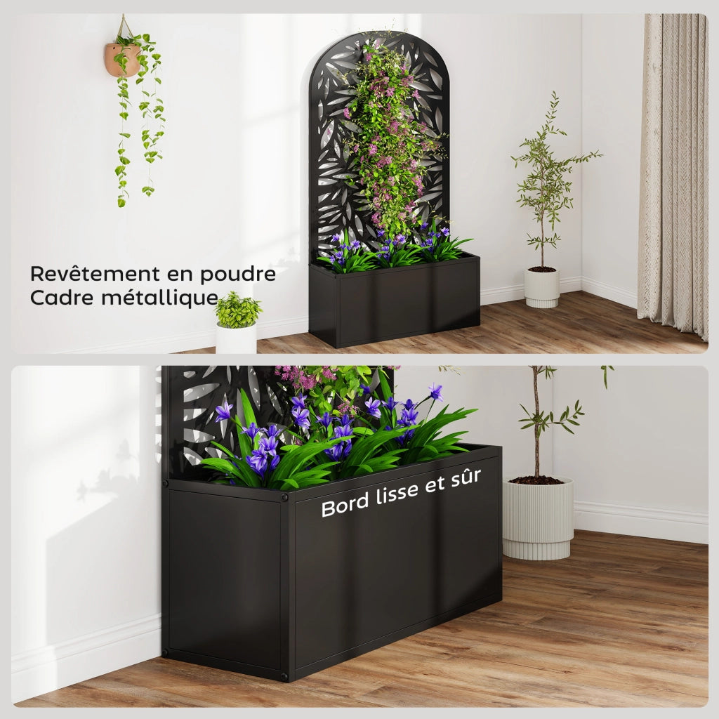 Fioriera da muro con griglia in metallo ¨C zephmum ¨C 61x23x113 cm nera