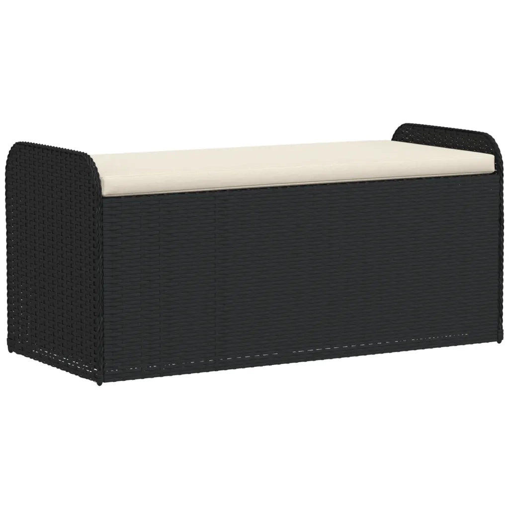 Cassapanca con Cuscino-Baule-Panca con ContenitoreNera 115x51x52 cm in Polyrattan