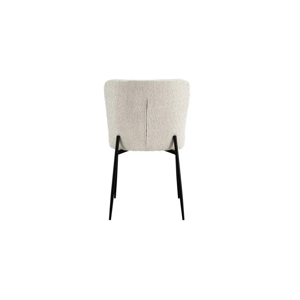 Sedia rivestita in Bouclé per sala da pranzo colore Ecru. Collezione LISE