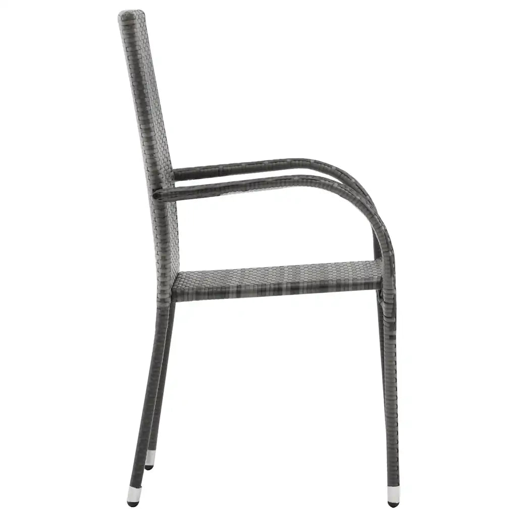 Sedie da giardino Impilabili 4 pz | Sedie da Esterno Grigie in Polyrattan