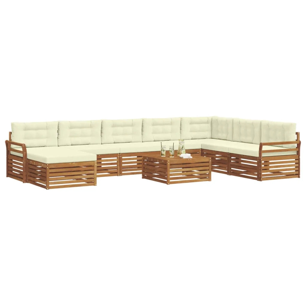 Set di divani da esterno con cuscino 9 pcs Naturale e Crema 3373980