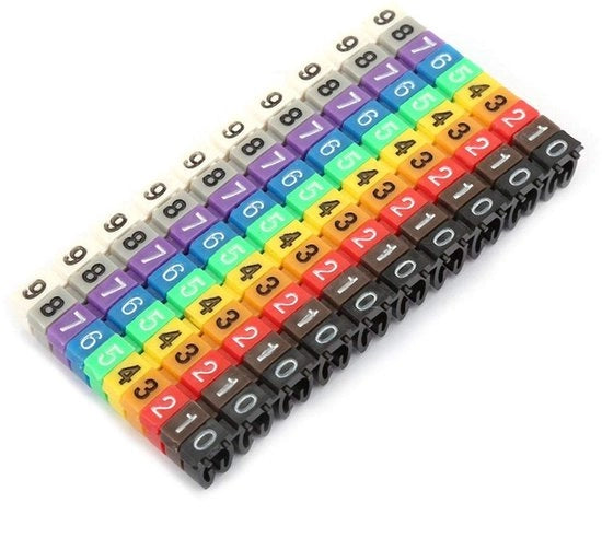 Set di 100 tubi colorati numerati - Protegge i cavi - 2,5 mm² - Flessibile e resistente - Per il controllo dei cavi - Adatto per diverse applicazioni - Codice prodotto: 123456