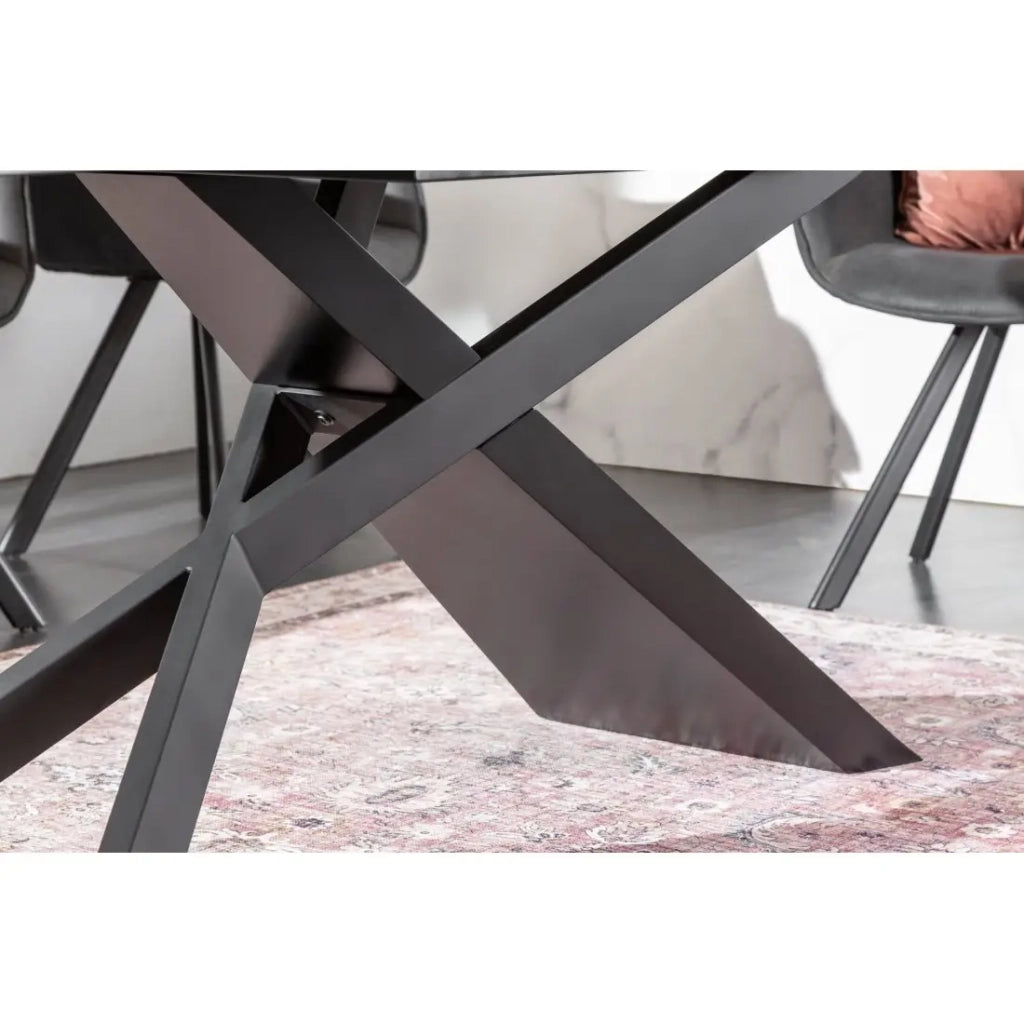 Tavolo da pranzo STELIX - Estensibile da 180 a 260 cm - Struttura in metallo e piano in vetro temperato e ceramica