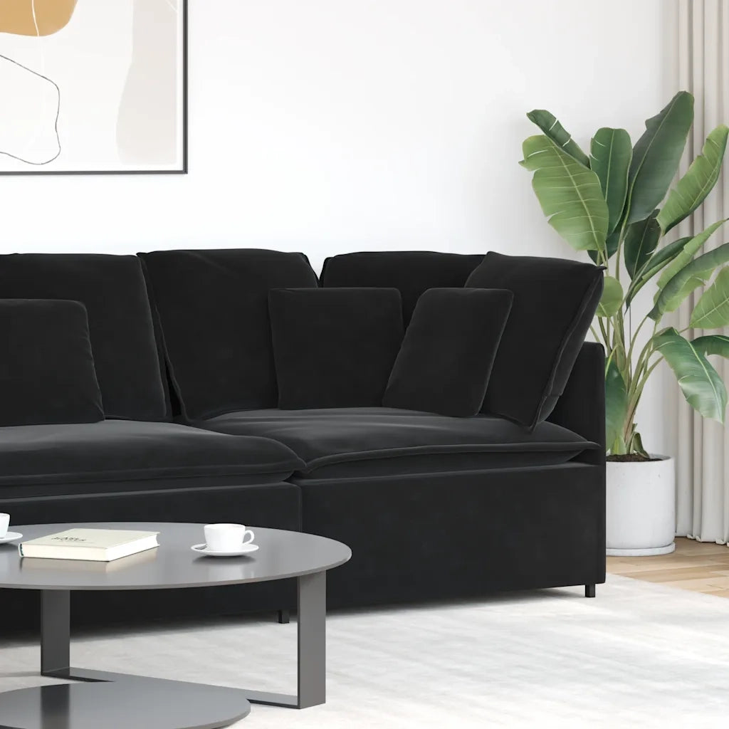 Modulo Angolare Divano Modulare con Cuscini Nero 100 cm CFW2942426