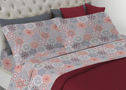 Completo Lenzuola In 100% Cotone Linea Best Collection Dis. Mexico Colore Rosso S.V. - Matrimoniale - Rosso