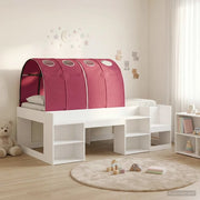 Letto con Tunnel 3 pcs Bianco e Rosso Legno multistrato
