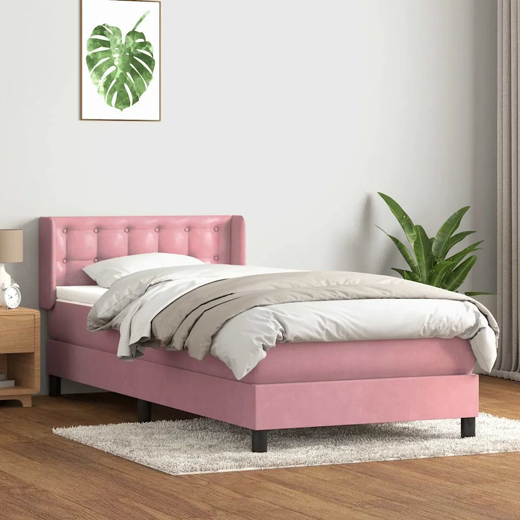 Giroletto a Molle con Materasso Rosa 90x220 cm Velluto 3318482