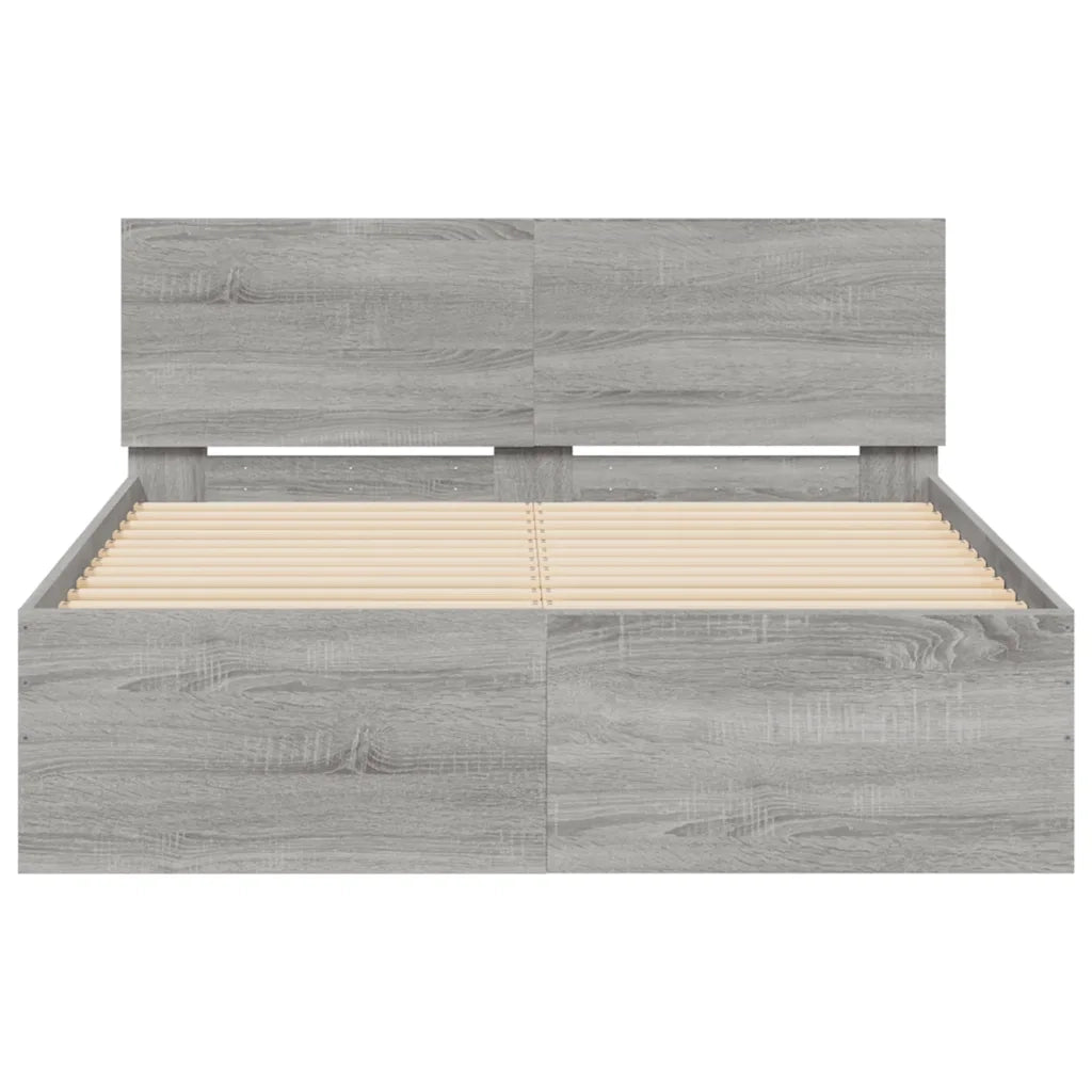 Giroletto con Testiera e LED-Struttura Letto con testiera Grigio Sonoma 140x200 cm 721653