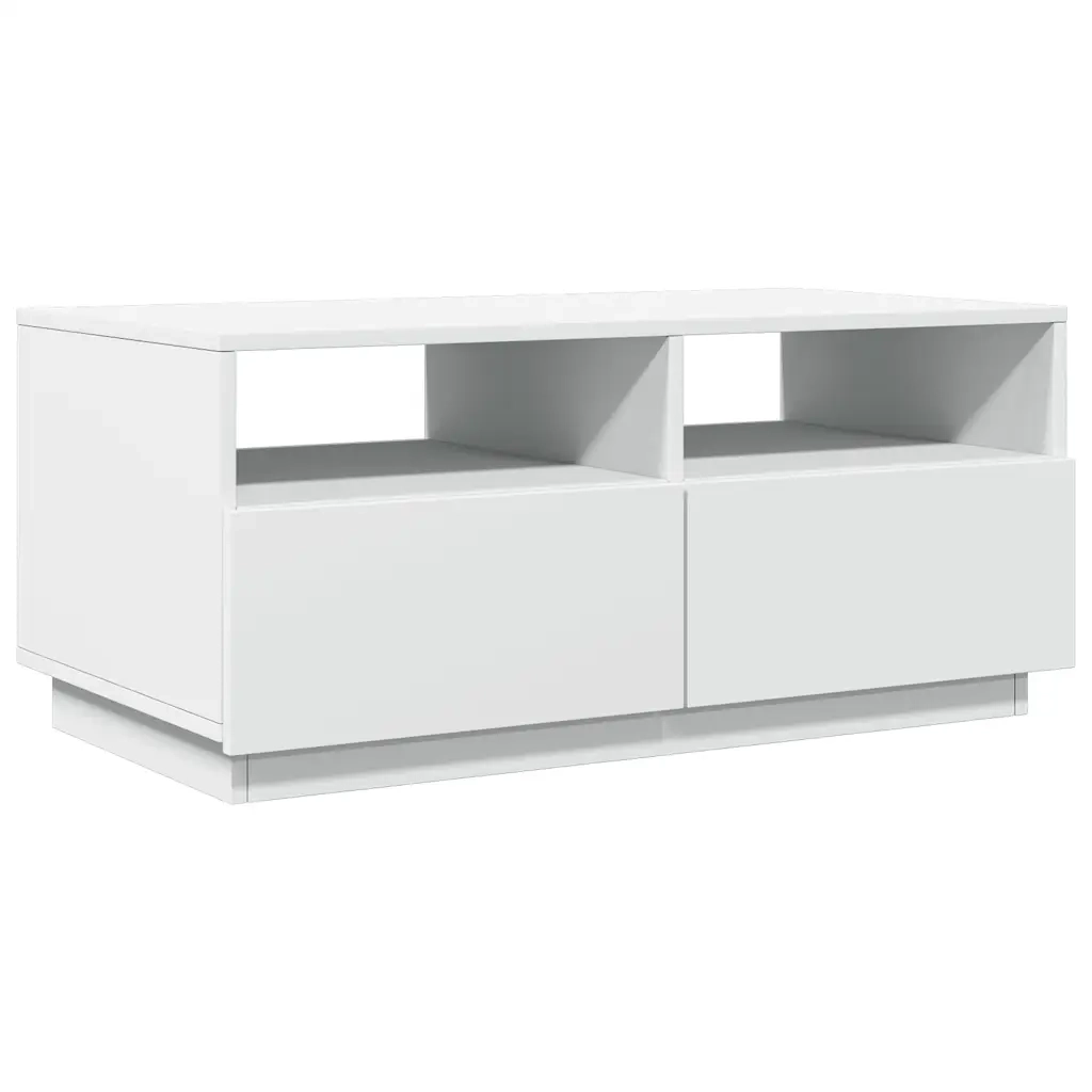 Tavolino da Soggiorno con Luci LED Bianco 90x49x40 cm 839833