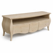 Porta tv  classico in legno bombato 3 cassetti grezzo l.176 p.45 h.62 (3268) - Mobili 2G