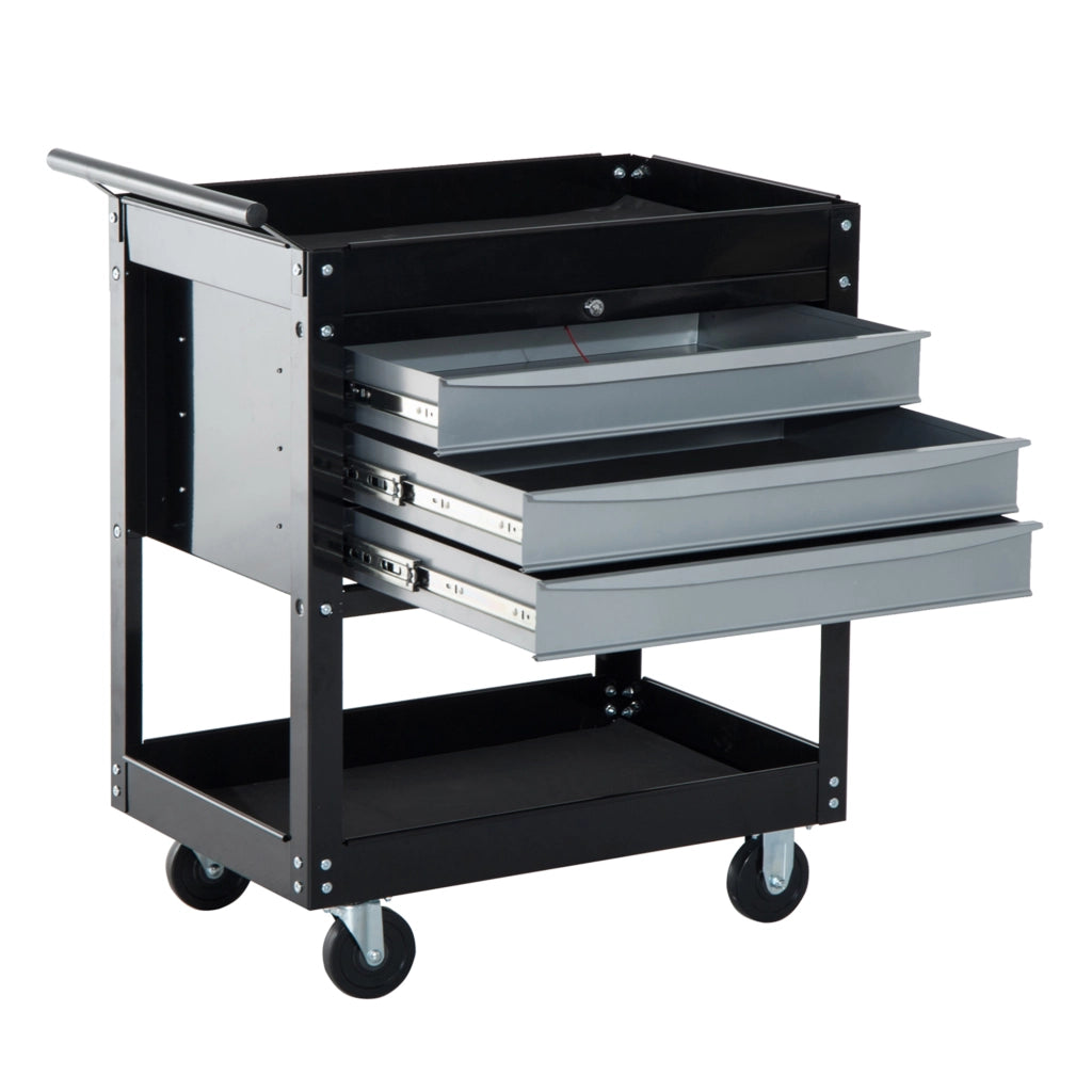 Carrello da Officina Professionale Cassettiera Portautensili in Lamiera, Nero, 68 x 46 x 88cm