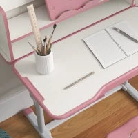 Set Scrivania per Bambini con Sedia Regolabile in Altezza e Piano Inclinabile, Età 6-12 Anni, Rosa