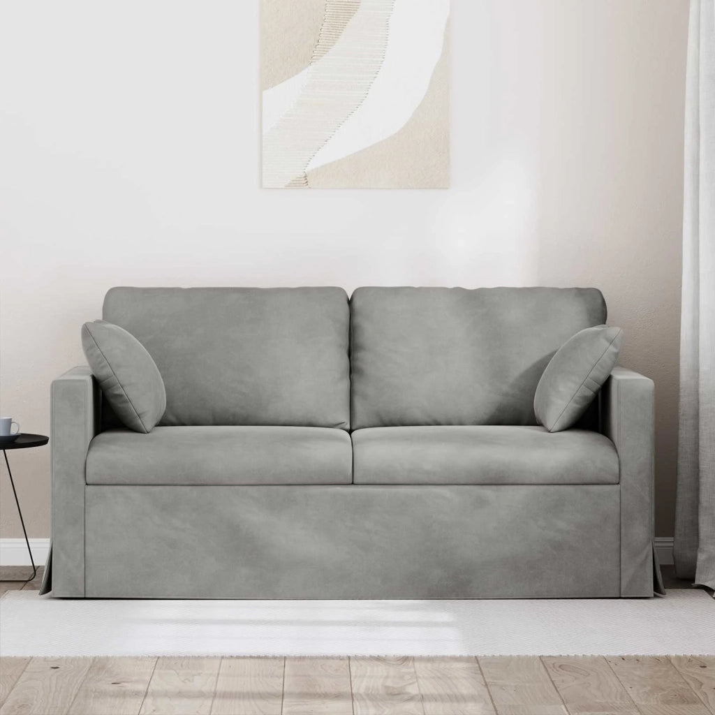 Divano Grigio chiaro 158 x 78 x 80 cm Velluto