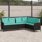 Divano da giardino con Cuscini a forma di L in Polyrattan Nero 369008