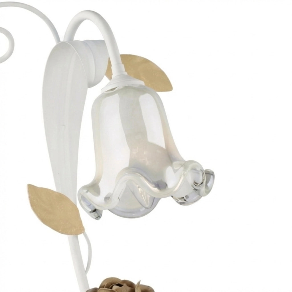 Lumetto Arte Povera Cesto Metallo Bianco E Oro 1 Luce E14