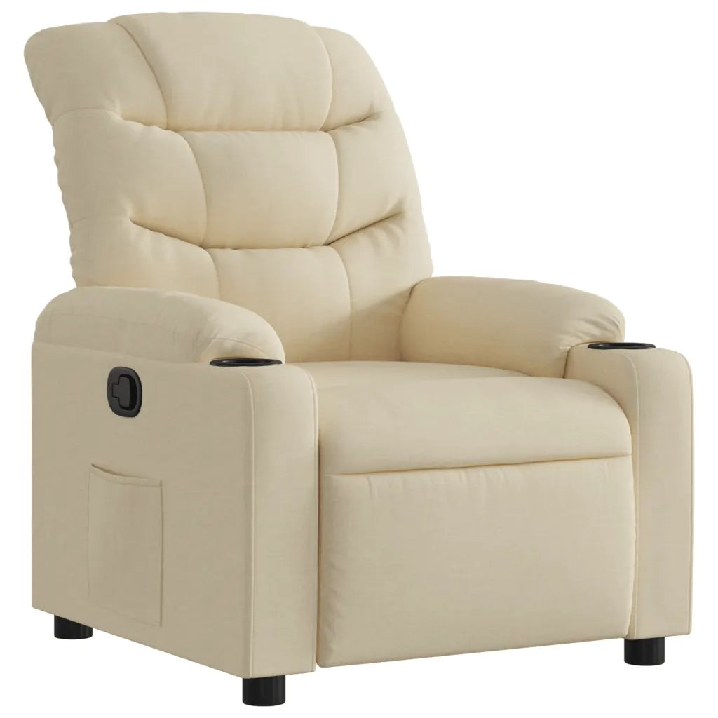 Poltrona | Sedia Relax Reclinabile in Tessuto Crema