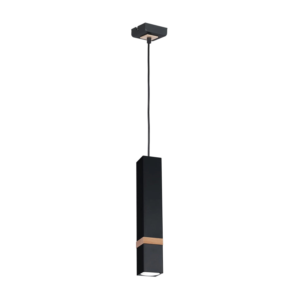 Lampada a sospensione Milagro Vidar nera legno GU10