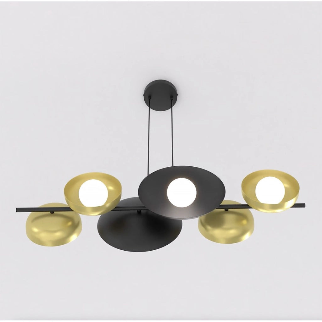 Lampada a sospensione Volum in acciaio nero e oro