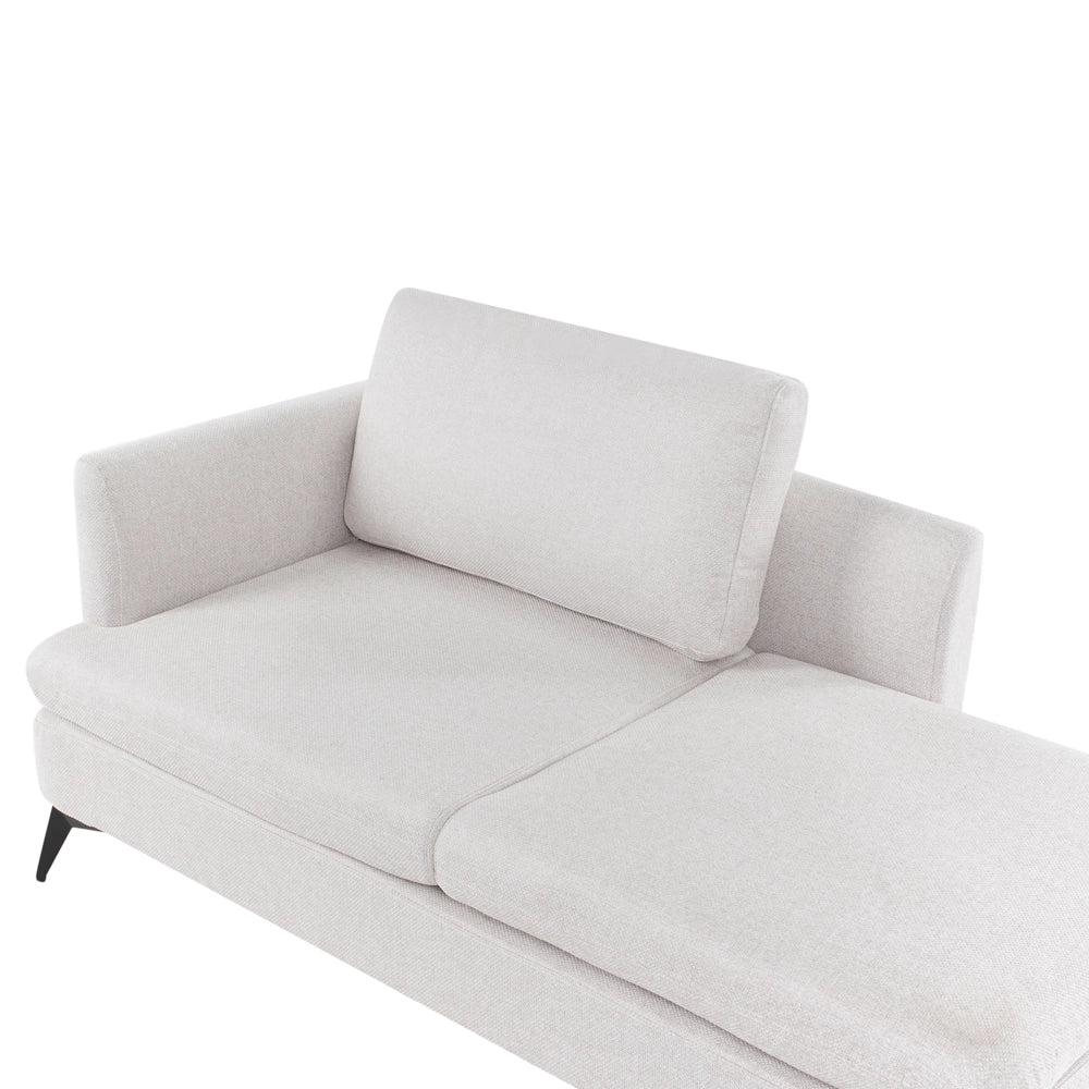 Chaise Lounge Beige Chiaro Rivestimento in tessuto poliestere lato sinistro con cuscino decorativo Gambe in metallo Soggiorno di design moderno