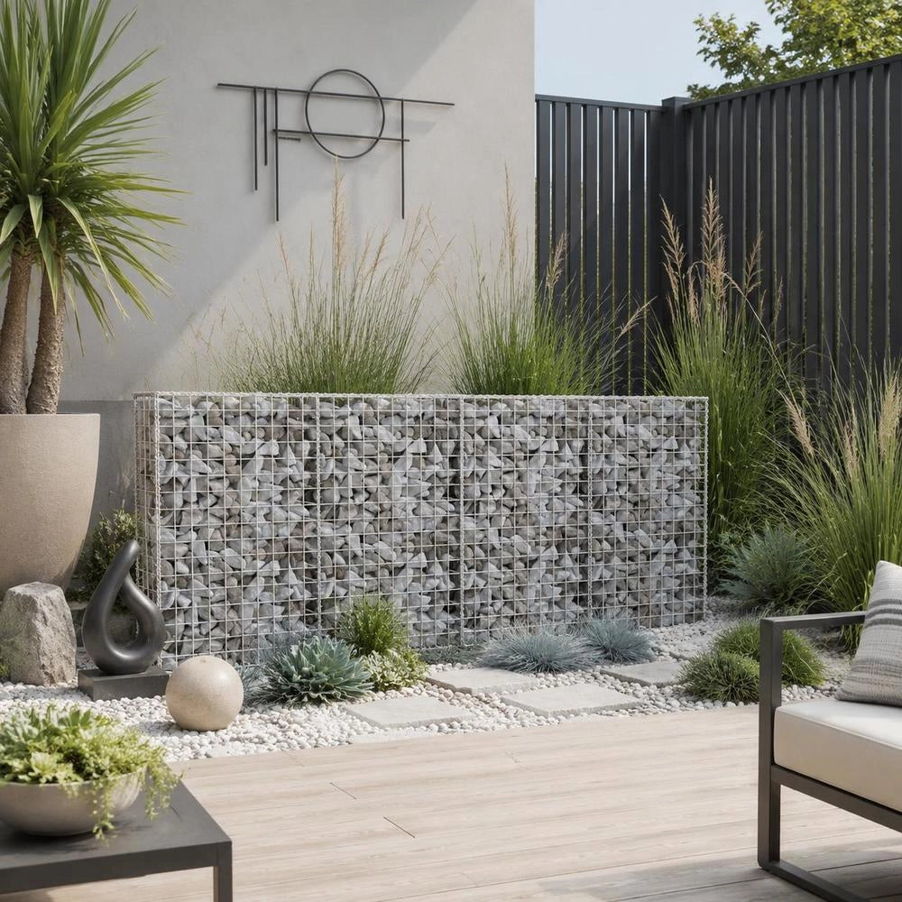 Gabion Wall With Cover, Galvanized Steel, 200x20x85 Cm