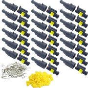Set di 15 connettori di cablaggio a vite rapida idrorepellenti per veicoli, barche, scooter e motocicli (5 x 2-polo, 5 x 3-polo, 5 x 4-polo con sigillo giallo)