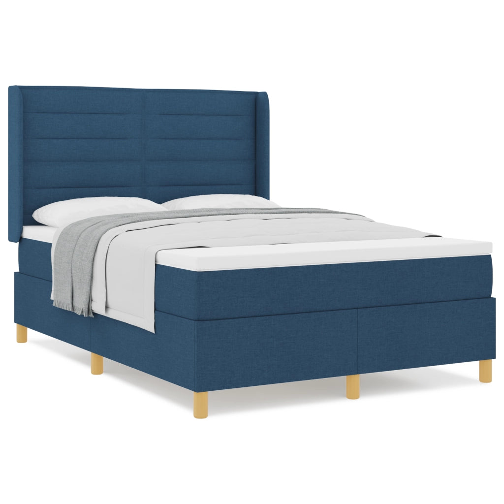Letto a Molle Box con Materasso Blu 160x200 cm Tessuto