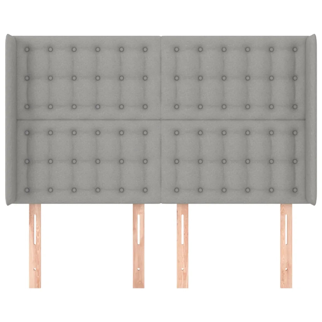Testiera | Testata ad Orecchio Grigio Chiaro 147x16x118/128 cm in Tessuto