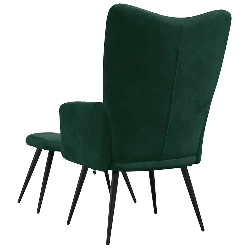 Divano Sedia-Poltrona Relax con Poggiapiedi Verde Scuro in Velluto 456599
