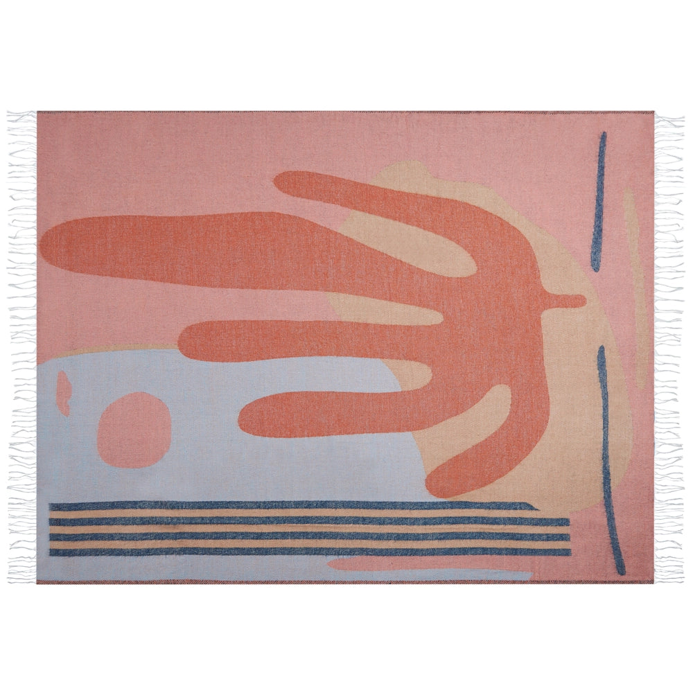 Coperta multicolore misto poliestere e acrilico 130 x 170 cm decorativo motivo astratto inverso