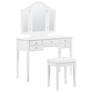 Elegante toeletta in stile retrò bianca con 5 cassetti e specchio camera da letto vintage