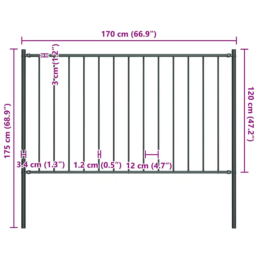 Pannello di recinzione Woerden con pali in acciaio 1,7x1,25 m antracite 145214