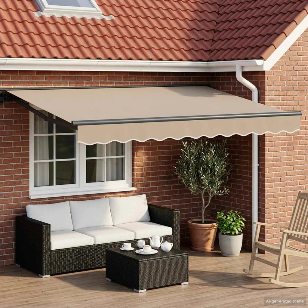 Tenda da Sole | Tenda retrattile manuale Beige 3,5 x 2 m