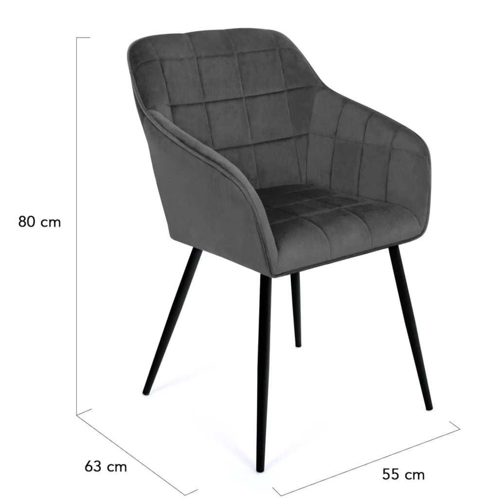 IDMarket - Set di 2 sedie MADY in velluto grigio con braccioli