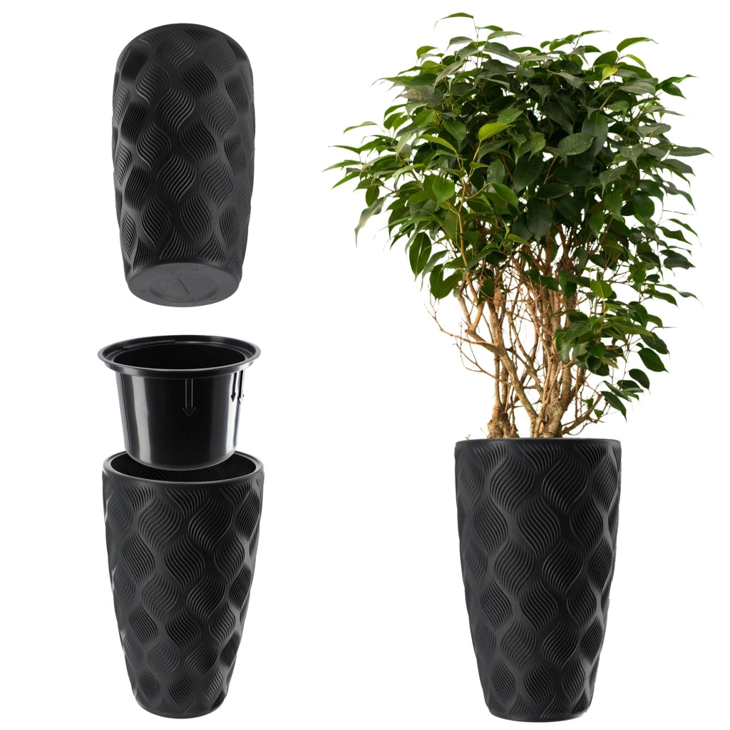 Vaso da fiori KADAX con inserto 58 cm, copertura per vaso da fiori in plastica alta