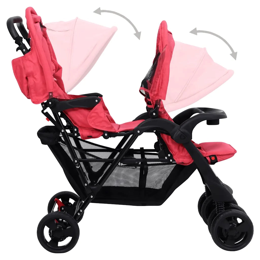 Passeggino Gemellare a Tandem Rosso in Acciaio CFW1478682