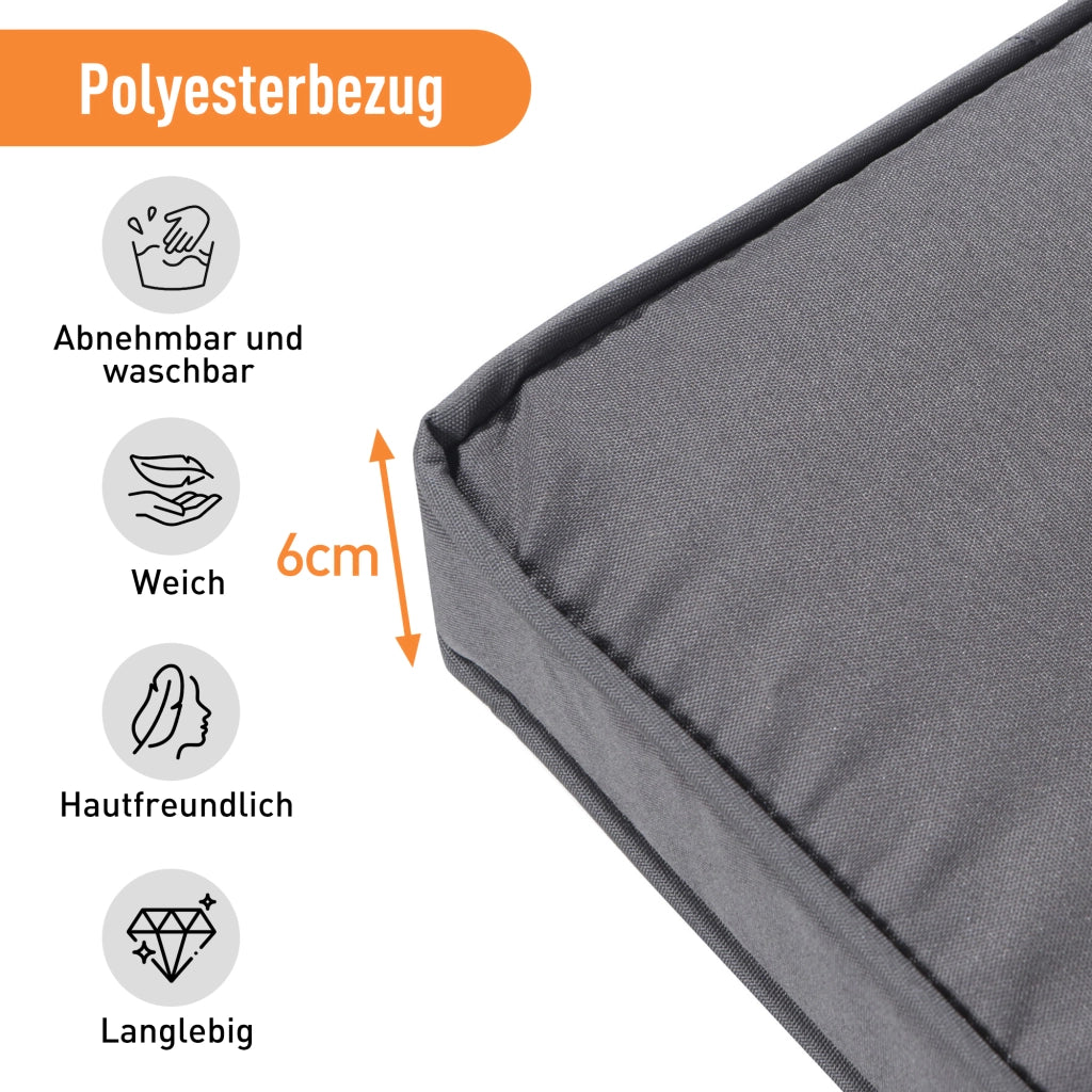 Set salotto polyrattan 7 persone: Divanooo + tavolo + sgabello + cuscini; tessuto sfoderabile lavabile; grigio