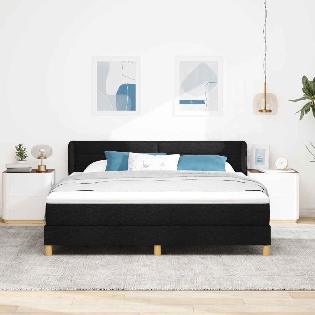 Letto a Rete con Materasso Nero 180x200 cm Tessuto