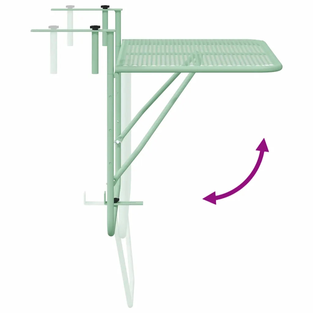 Tavolo Appeso da Balcone Verde menta 60 x 39 x 65 cm Acciaio 42008080