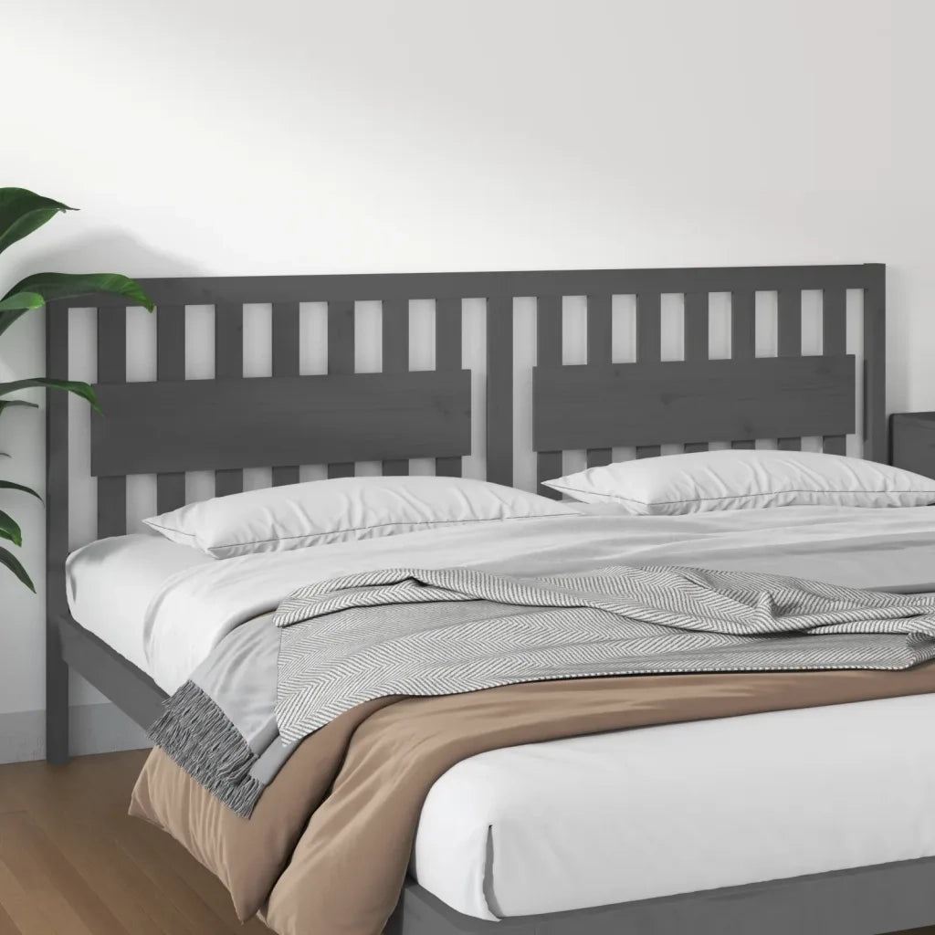 Testiera per Letto-Testata-Testiera Decorativa Grigia 205,5x4x100 cm Legno Massello di Pino 980286
