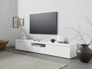 Mobile Tv 3 Ante e Ripiano a Giorno 220x40x35 cm Essential 2A 1R Bianco Lucido