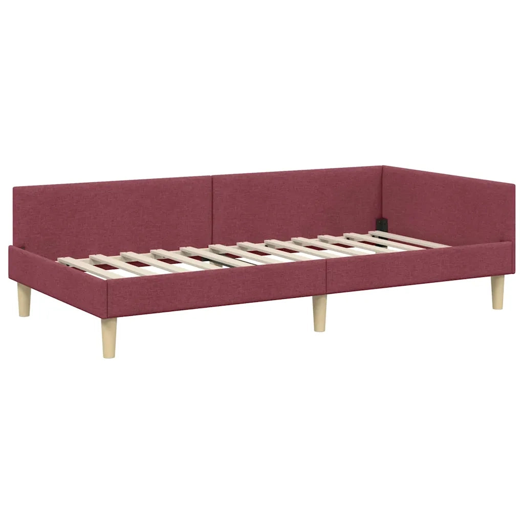 Cornice del letto ad angolo Rosso Vino 100 x 200 cm Tessuto 42016128