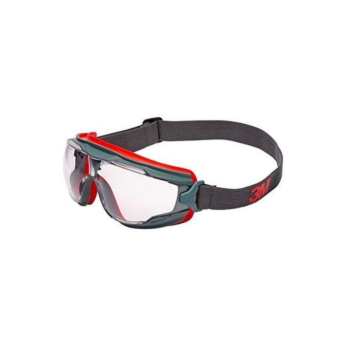 3M GG501 Goggle Gear 500 Occhiali a mascherina antiappannante lente trasparente policarbonato EN 166 colore Grigio Rosso