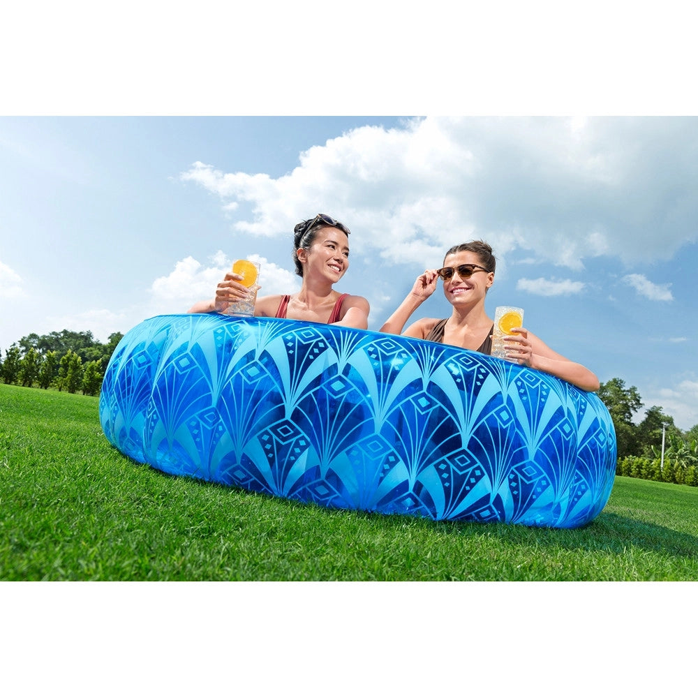 Trade Shop - Piscina Gonfiabile Familiare Motivo Elegante Bohémien Blu ø168x53cm 2 Portabicchieri 54479 -