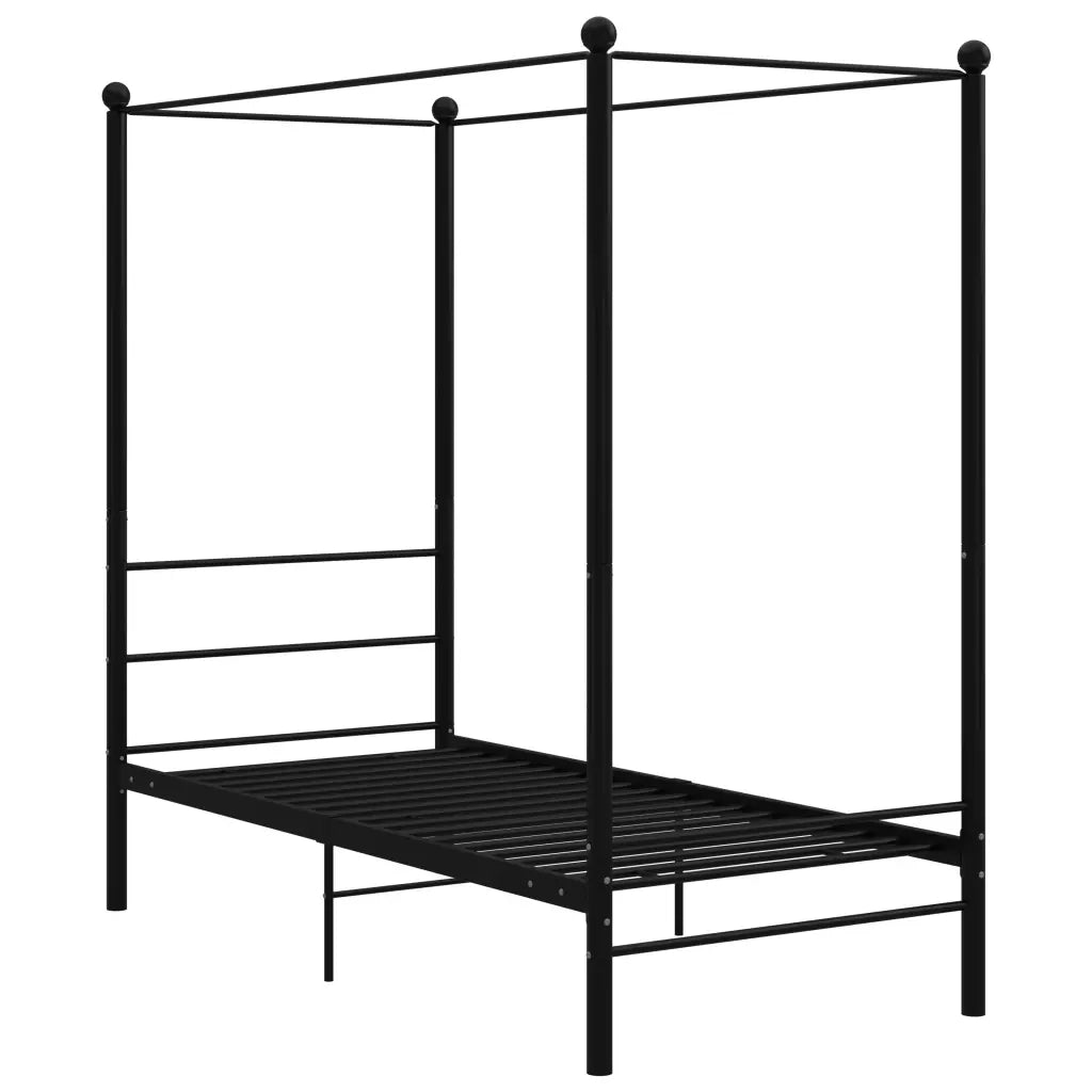 Letto a Baldacchino Nero in Metallo 100x200 cm cod mxl 54484